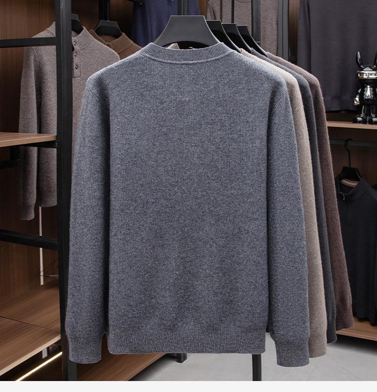 Men's Luxury 100% Cashmere Pullover - Skin-Friendly, Warm Base Layer with Button Collar for All Ages