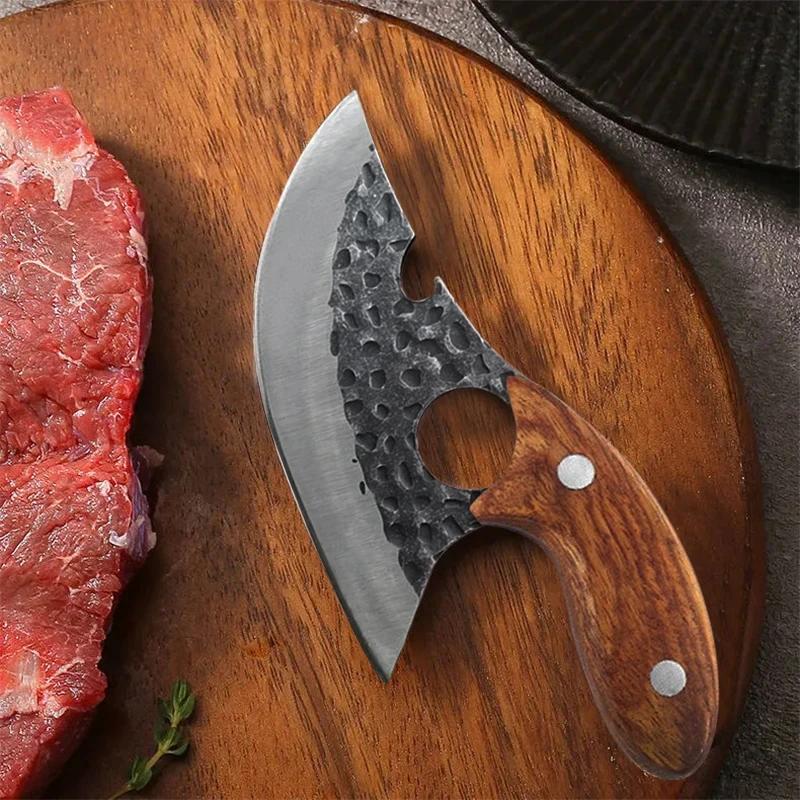 Multifunctional Knife Meat Cleaver Bone Cleaver Forging Knife Stainless Steel Kitchen Knife Cooking BBQ Carving Knife