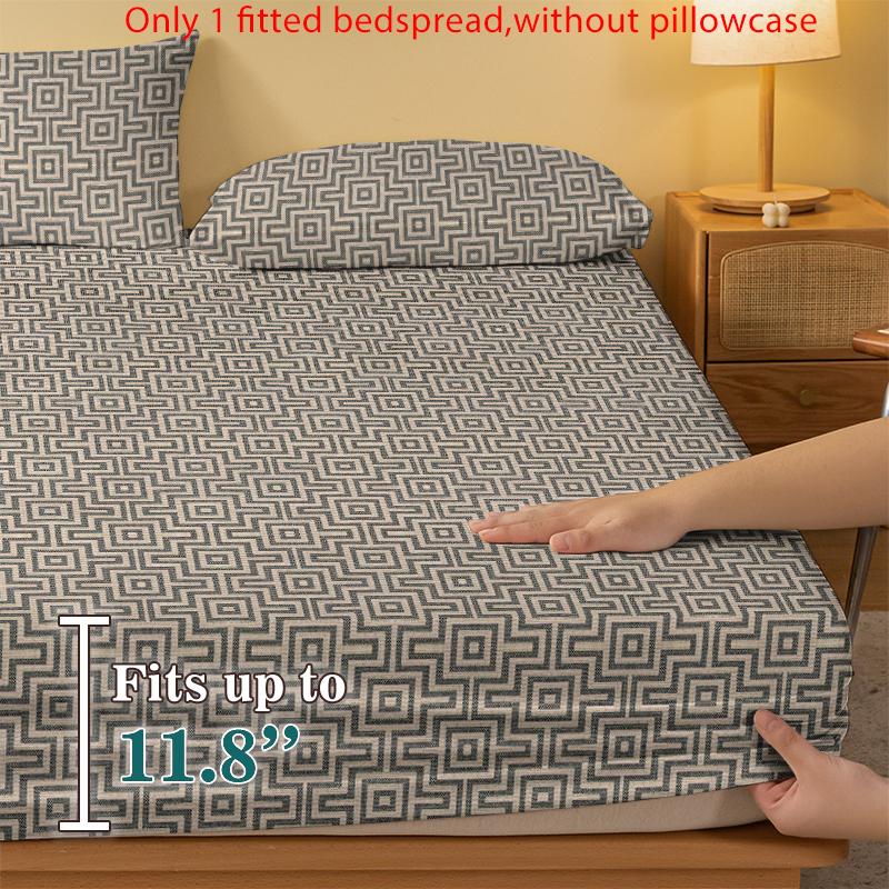 1 Simple Modern Printed Matte Fitted Sheet, Bedroom Printed Bed Cover, Bedding (Excluding Pillowcases)