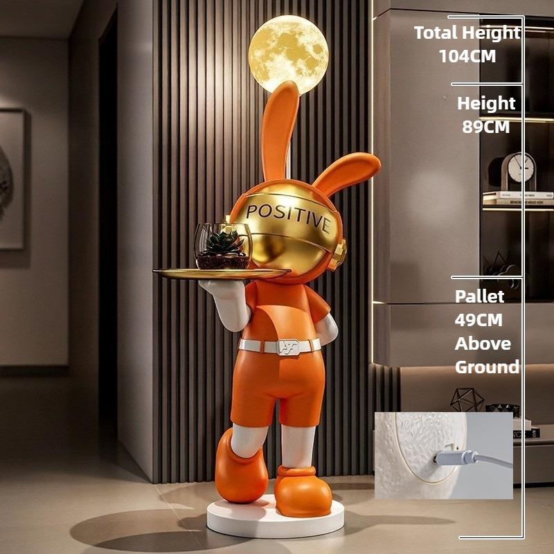 Rabbit Sculptures with Light Groot Creative Astronaut Sculpture with Tray Funny Art Luxury Ornaments Home Living Room Decoration