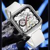 Luxury Men's Quartz Watch Fashion Square Case Week Date Display Waterproof with Silicone/Mesh Band Casual Wristwatch for Men
