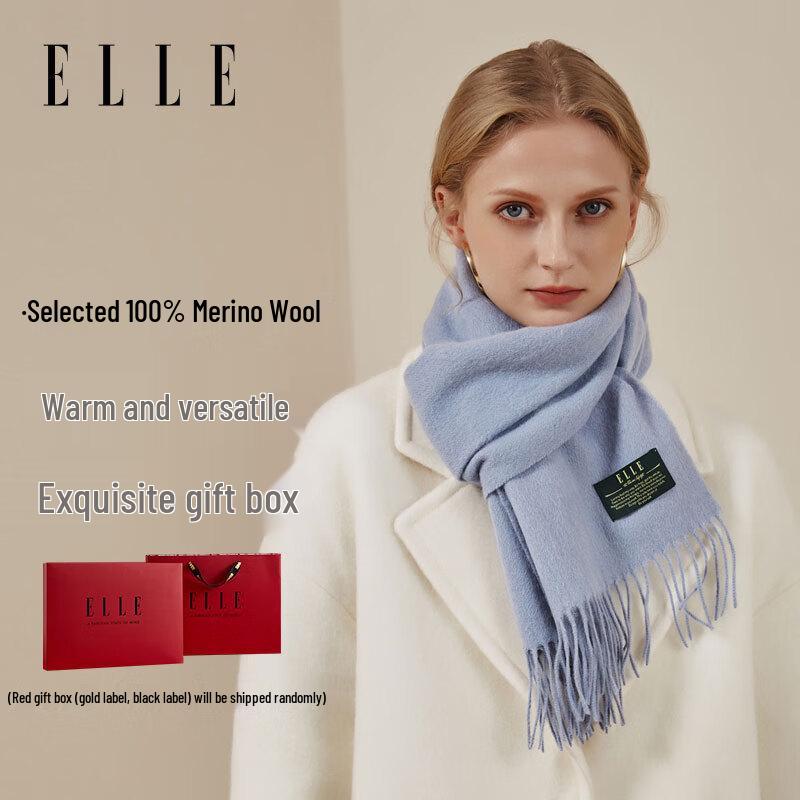ELLE Unisex Pure Wool Scarf and Shawl Gift Set