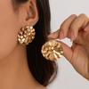 Jewelry Exaggerated Corrugated Pockmarked Round Stud Earrings, Simple Pleated Metal Earrings Earrings