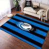 Atalanta Logo on Blue-Black Stripes Patterned carpet, suitable as a non slip play mat for the living room and bedroom sofa