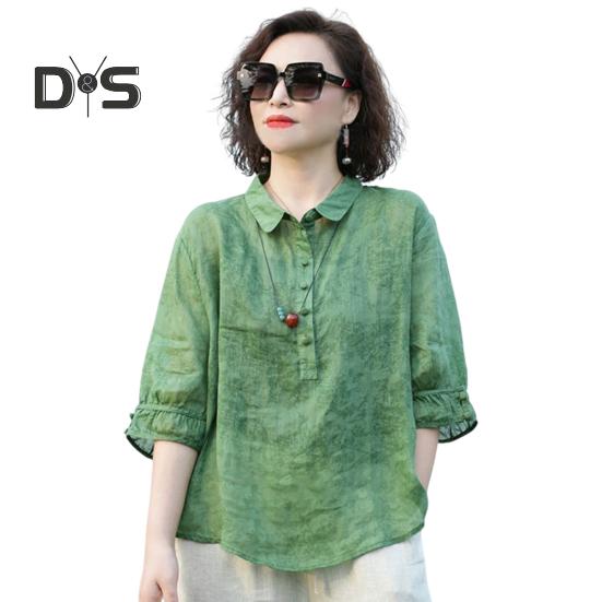 

Женская рубашка с лацканами и пуговицами, вырез с половиной рукавом, пуловер, топы с жаккардовым принтом, однотонные свободные тонкие рубашки, топы M