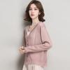 Ice Silk Knitted Cardigan Women's Coat Hooded Lace Up Sun Protection Jacket Shawl Spring and Summer Thin Style Solid Color Loose Fit