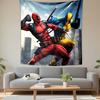 "Deadpool Vs Wolverine Battle Scene" Patterned Tapestry Decorative Wall Hanging, Home Bedroom Living Room Decor