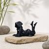 Stable Base Figurine Hooded Laying Lady Reaper Figurine, 3D Printed Gothic Dark Fantasy Sculpture, Soft Decoration Sculpture Black Robed Women
