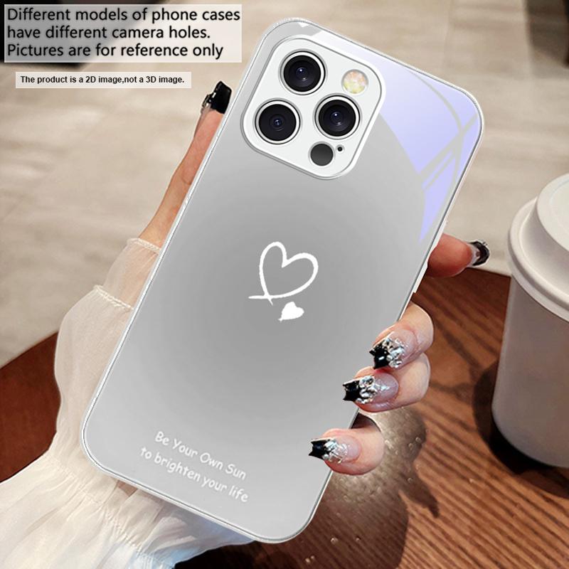 Farbverlauf Herzform Für iPhone 16 E 15 14 13 Plus 12 mini 11 Pro Max XR Xs Max 16E X 7 8 6 6S 22 Gehärtetes Glas Handyhülle
