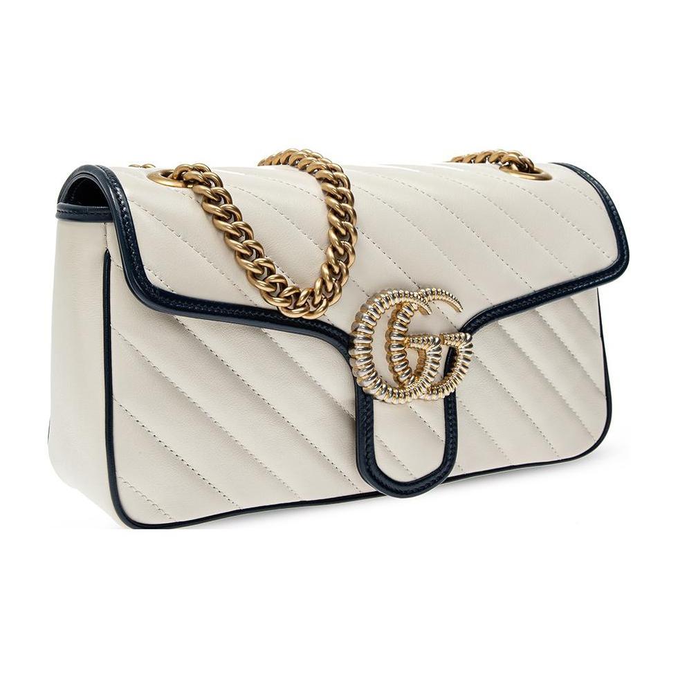 Gucci GG Marmont Color-Blocked Logo Chain Quilted Leather Shoulder Bag Women Shoulder Bag 443497-0OLFX-9085