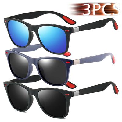 3Pcs Vintage Square Sunglasses Unisex UV400 Protection Fashion Luxury Designer Sun Glasses For Men Women Driving Fishing