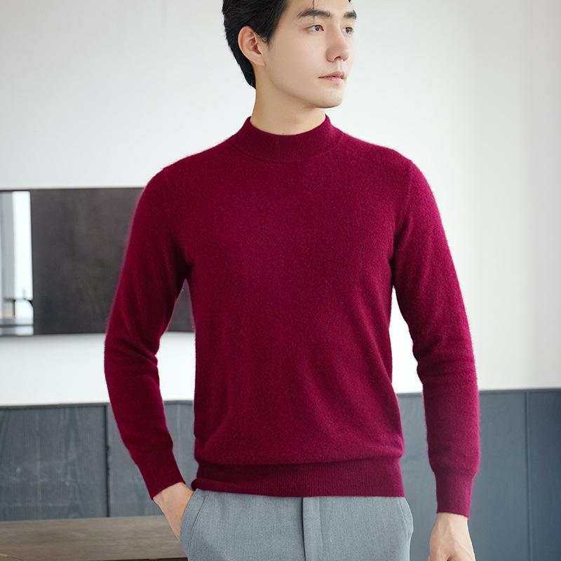 New 100 cashmere sweater semi-turtleneck teen high-end pure cashmere sweater men
