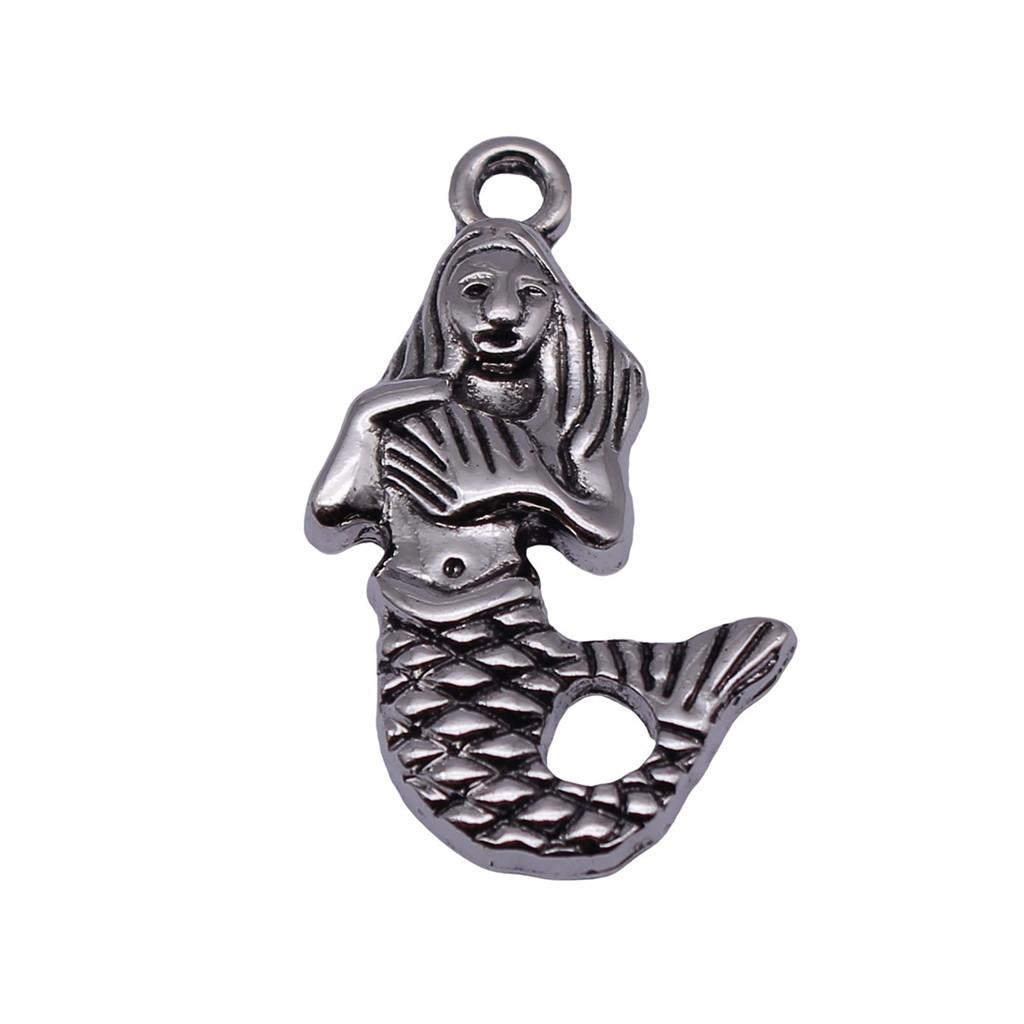 Mermaid Skeleton Charms Gothic Alloy Pendants For Halloween DIY Jewelry Accessories