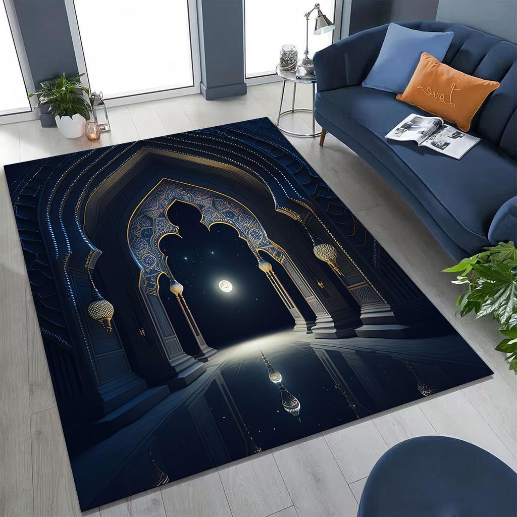 Mosque Islam Prayer Muslim Calligraphy Rug for Bedroom Living Room Sofa Home Doormat Decor,Large Kids Play Non-slip Floor Mat