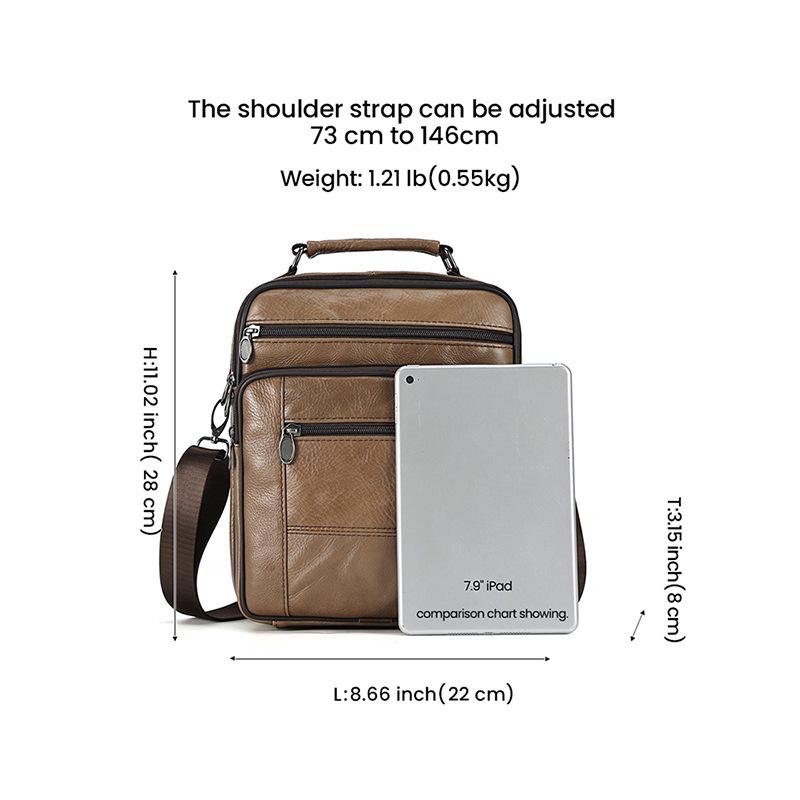 Men's Genuine Leather Large-Capacity Crossbody and Shoulder Bag