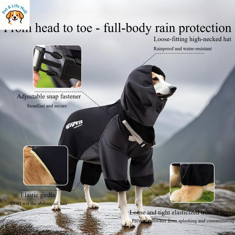All-Inclusive Waterproof Dog Raincoat For Large Dogs, 4-Legs Full Body Pet Rain Jacket For Golden Retriever Border Collie