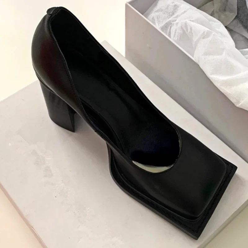 

Туфли Мэри Джейн на толстом каблуке с квадратным носком, дизайнерские туфли на высоком каблуке, модные офисные туфли на низком каблуке, весна-осень, брендовые туфли в стиле ретро для женщин 40