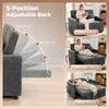 2 Seater Sofa Bed 3-in-1 Convertible Chenille Pull Out Sleeper Sofa with 5-Position Adjustable Backrest, Grey