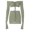Drawstring Lace up Top Half Skirt Set Drawstring Lace Tops Skirt Suit