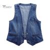Retro Waistcoat Ladies Denim Vest Sleeveless Loose V Neck Double Buttons Solid Color Breathable Vintage Firm Stitching Hip Hop Streetwear Lady