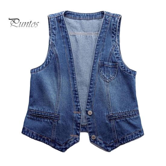 Retro Waistcoat Ladies Denim Vest Sleeveless Loose V Neck Double Buttons Solid Color Breathable Vintage Firm Stitching Hip Hop Streetwear Lady