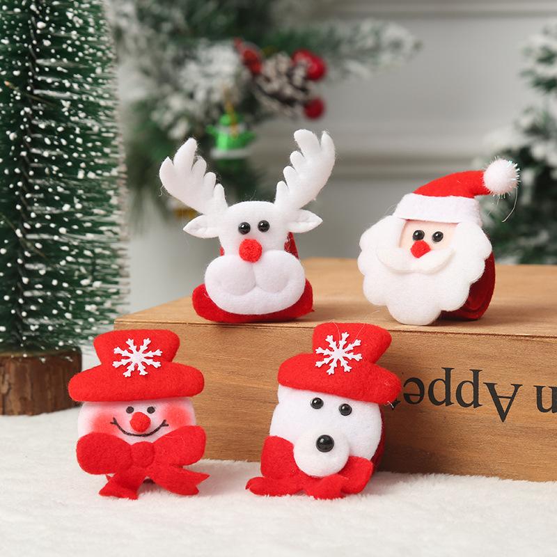 1 Pc Bronzing Christmas Gifts Xmas Bracelet Adult Children's Toys Santa Claus Snowman Elk Patting Circle Pat Ring