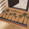 Tropical Welcome Doormat, Non-Slip Entryway Floor Mat, Summer Floral Palm Tree Print Rug for Front Door Porch Patio Kitchen