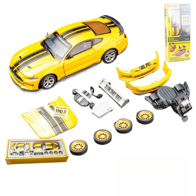 1/42 Ford Mustang GT Racing Toy Car CCA Assembly Model Kit Diecast Alloy Miniature Free Wheels Collection Gift for Boys Children