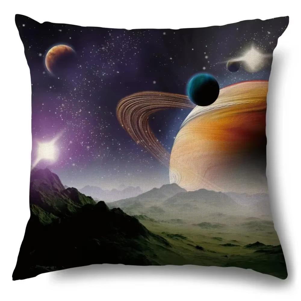 Luxury Home Decor Pillow Cover Living Room Sofa Cushion Cover Blue Planet Astronaut Pattern Cushion Cover