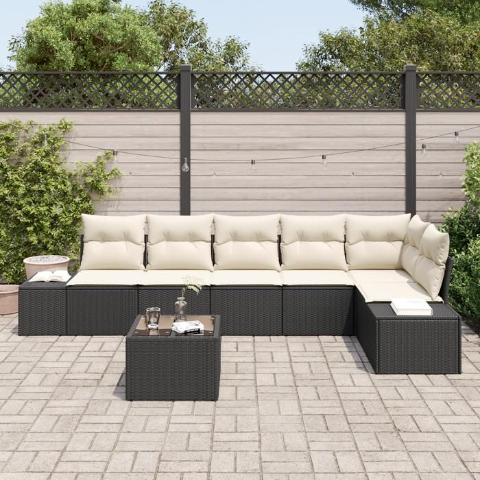 VidaXL Ensemble de Canapé de Jardin de 6 pièces avec coussins en Rattan Poly 3355756