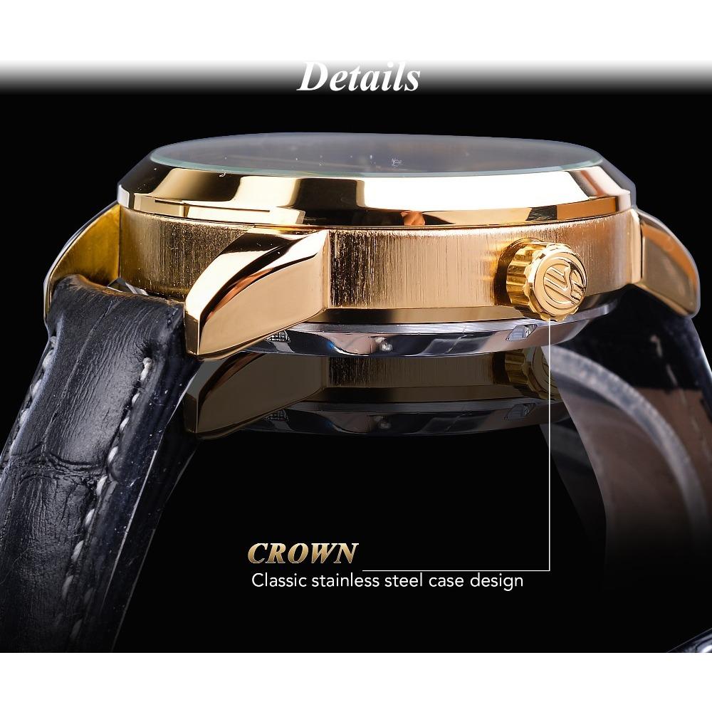 Forsining Men's Fashion Casual Hollow Moon Phase Carved Hollow Automatic Mechanical Watch GMT1177-2-A