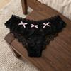 Low Waist Bowknot Lace Panties Japanese Style Mini Bow Underpants Breathable Thong for Women  Lady