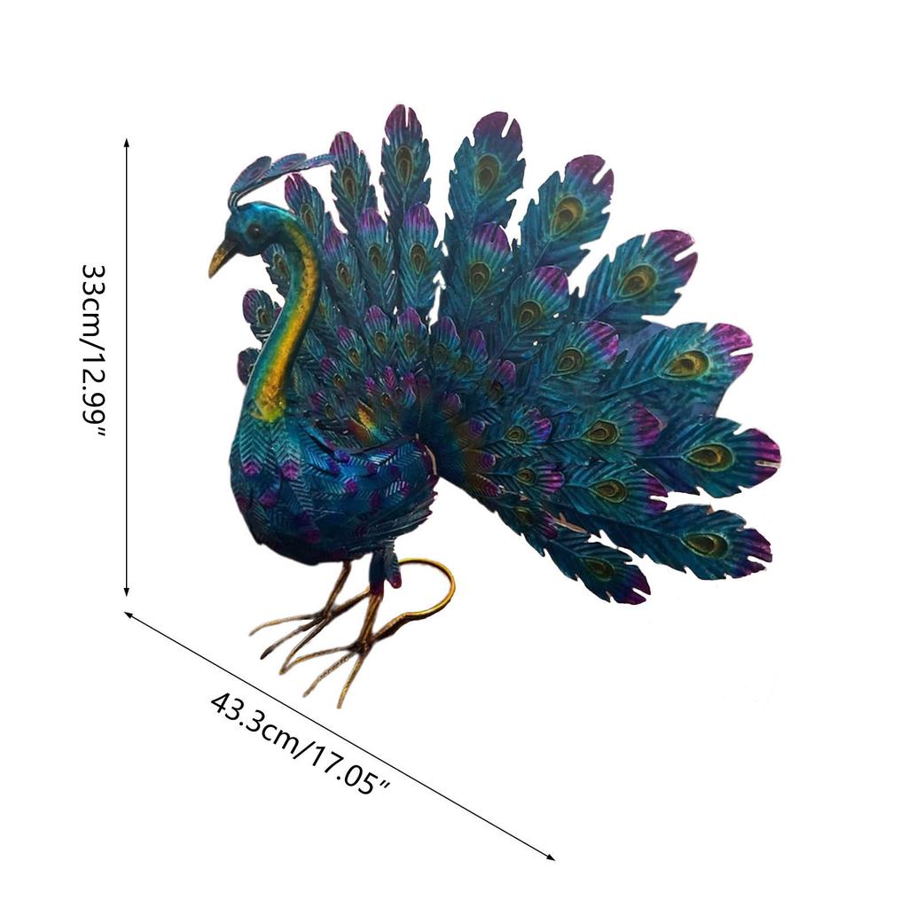 Metal Peacock Statue Decorative Sculpture Figurine Ornament Decoration Outdoor Garden Yard Gift Supplies