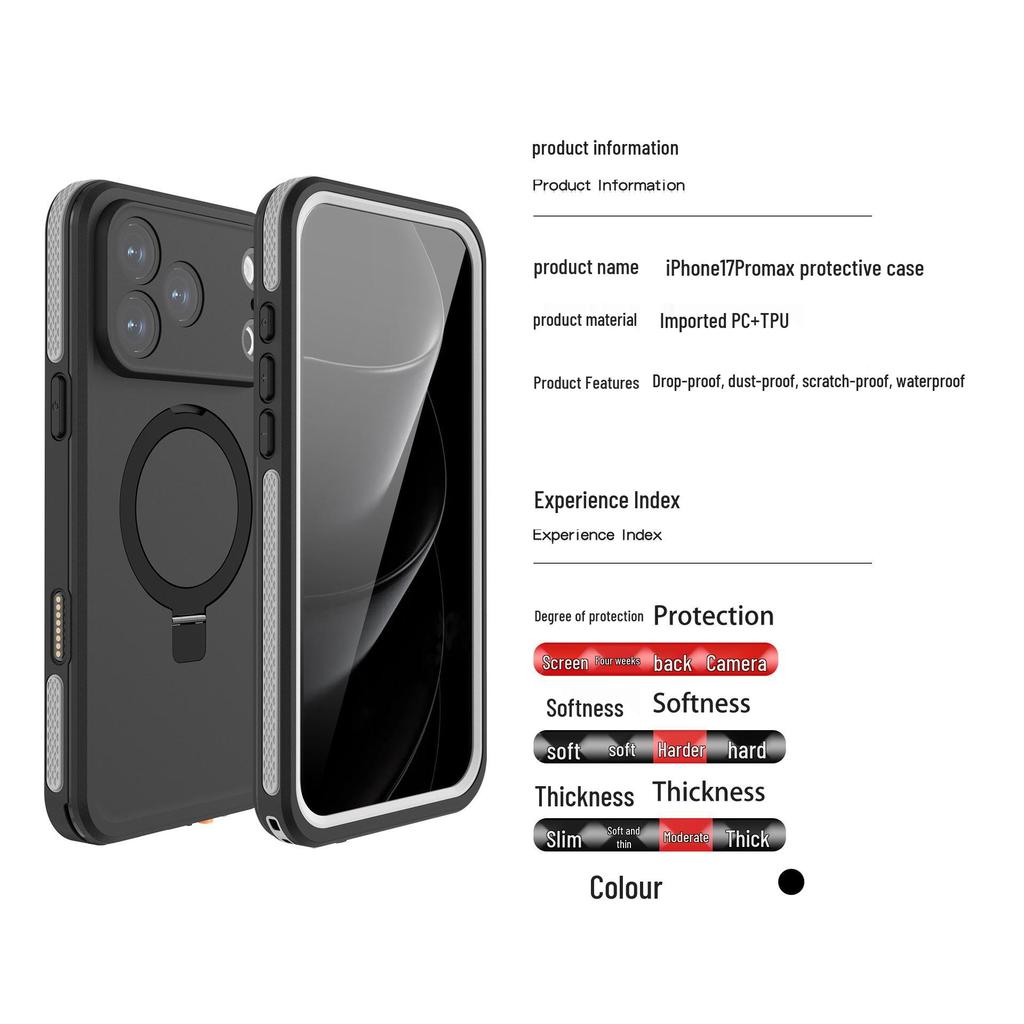 TB Series iPhone 17 Waterproof Case with Magnetic Stand and Drop-Proof Full Coverage.