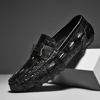 Livestream echtes Leder Rindsleder Krokodilmuster Tintenfisch Mütze Schuhe lässige Herren Lederschuhe