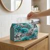 2D Flat,1pc Turquoise Flower In Dense Style Tissue Box, Multifunctional Fabric Tissue Holder, Outdoor Party Supplies, Everyday Desktop Tissue Storage 