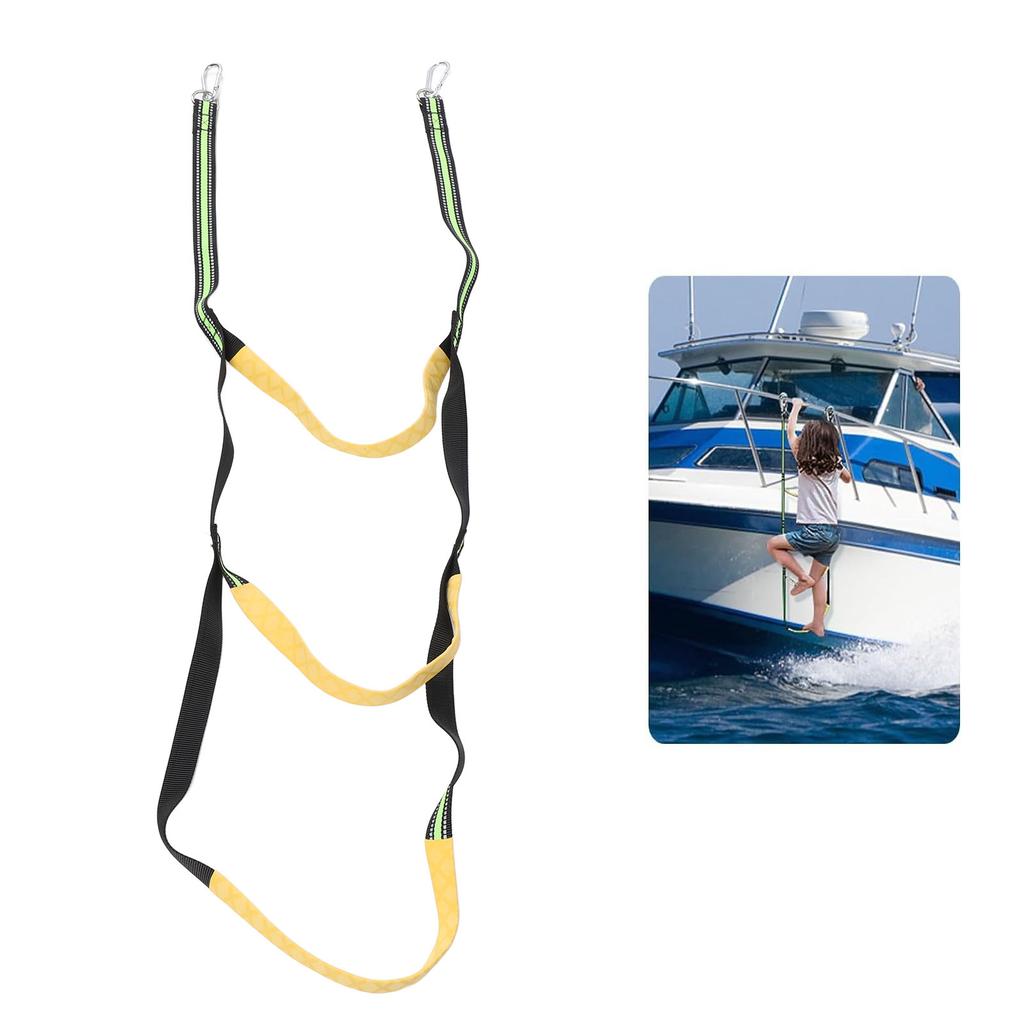 Boat Rope Ladder 3 Step Foldable Soft Swim Ladder for Inflatable Boat Kayak Canoe Fluorescent Green