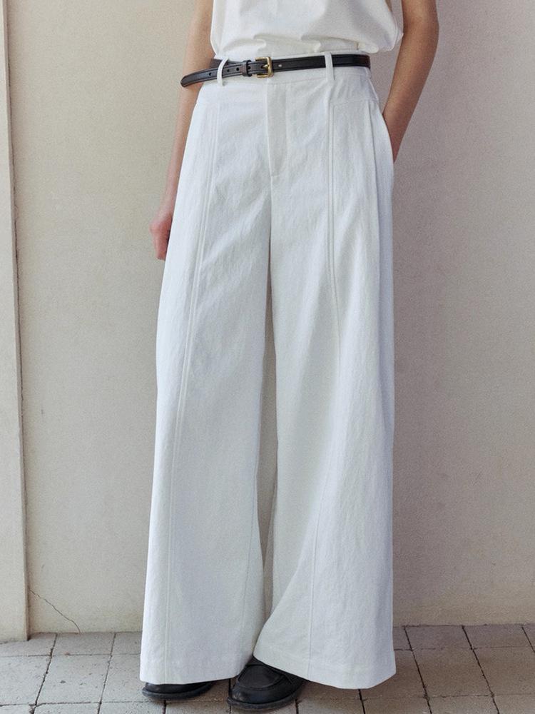 Wen Jiu White Wide-Leg Versatile 3D Loose Pants - Women s Casual Spring/Summer 2026 Trousers S белый