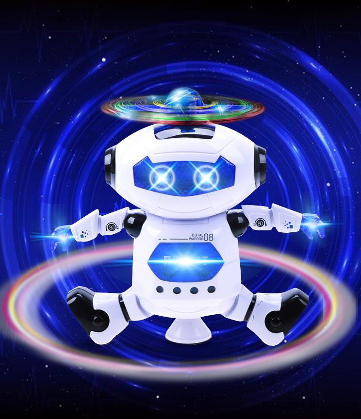 Intelligent Rotating Space Dancing Robot Toy for Kids – Dazzling Light & Wind Effects