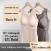 Women's Silk Modal Thermal Lace V-Neck Vest, Padded & High Elastic for Autumn/Winter 2025