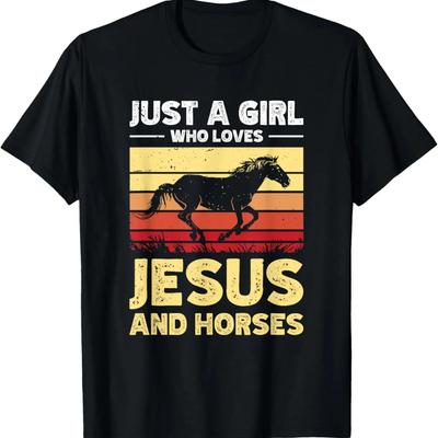 T-shirt Juste Une Fille Qui Aime Jésus Et Les Chevaux