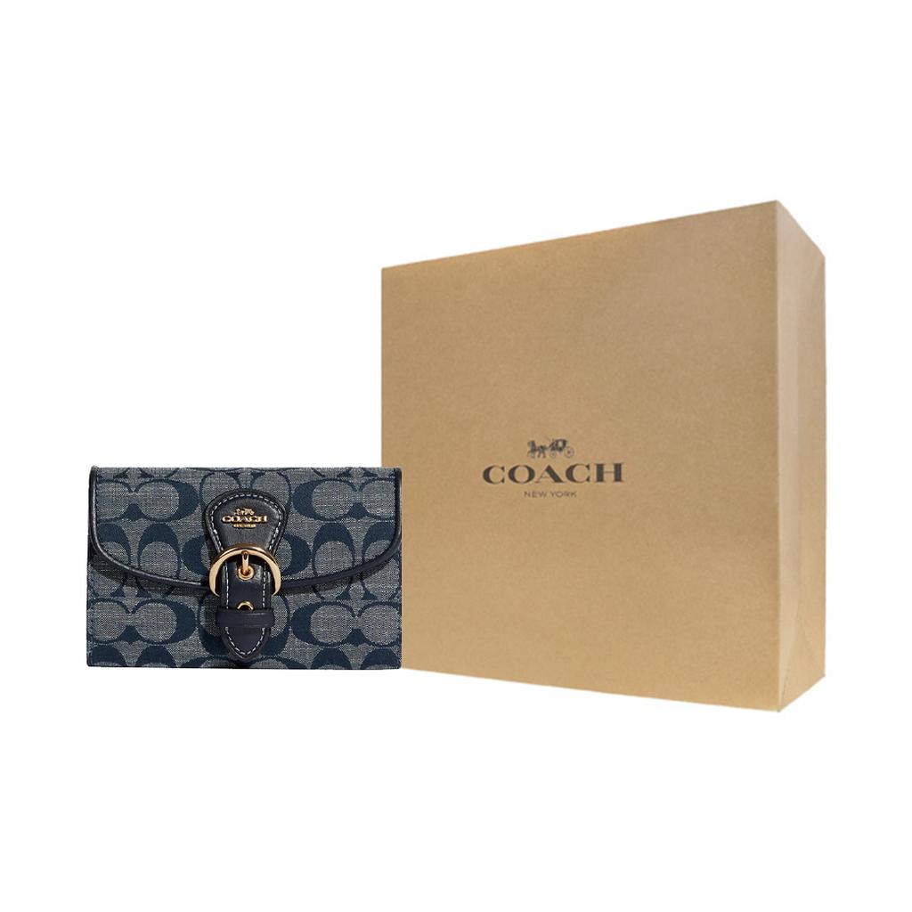 Coach Kleo 15 Classic Monogram Leather And Fabric Mini Clutch Women Clutch Denim-Blue C8308-IMDEI