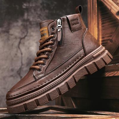 Autumn and Winter High-top Martin Boots Men's British Style Tooling Locomotive Shoes Men's Casual Trendy Shoes Zipper Men's Shoes 2024