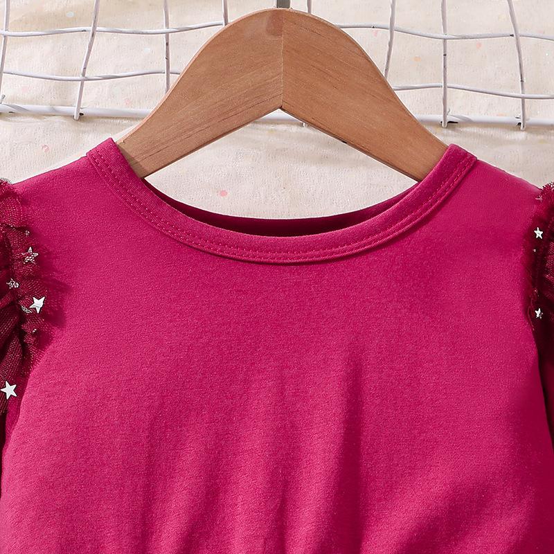 Girls' Dress Fall Fashion Star Net Gauze Shaggy Dress Sweet Children's Princess Dress