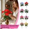 Rode Kunstbloemen van Sierappel en Geranium, Enkele Steel