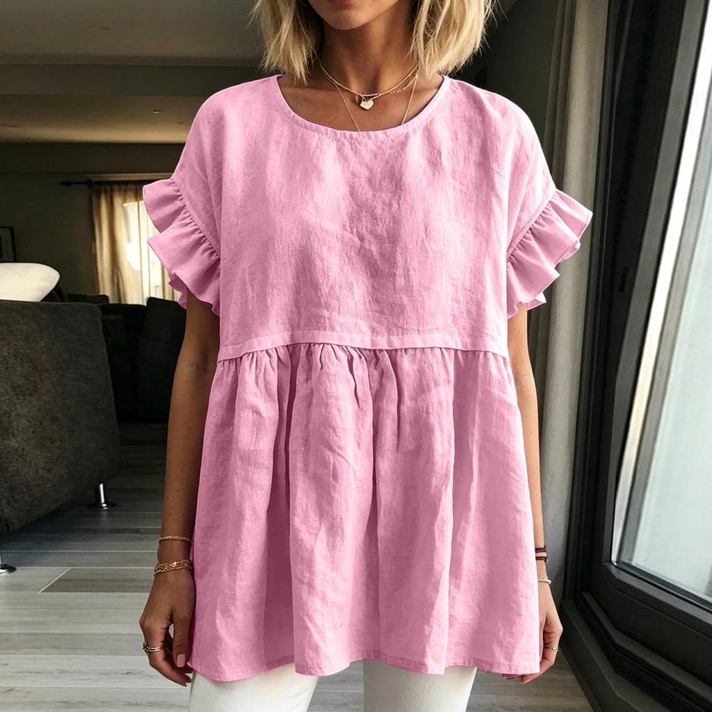 Women's Color Spring/Summer Color Round Neck Short Sleeved Women's Top T-shirt