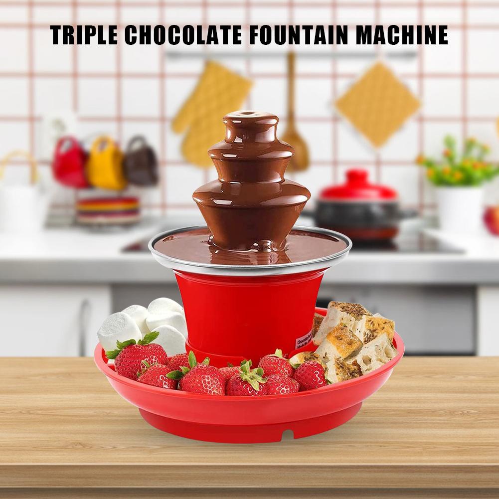 3-stufige elektrische Schokoladenfondue-Fontäne DIY Handgemachter Automatischer Schokoladenschmelzturm mit Obst-/Nuss-/Süßigkeiten-Serviertablett