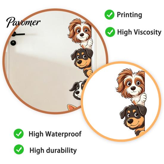 Waterproof PVC Wall Art Cartoon Puppy Sticker, Easy Apply Decal, Creative Fun Party Decorations Dog Pattern Glass Stickers for Bathroom And