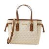Voyager CONV TZ Logo Zipper Closure Tote Bag Shopping Bag Coated Canvas Shoulder Bag Mini Women's White