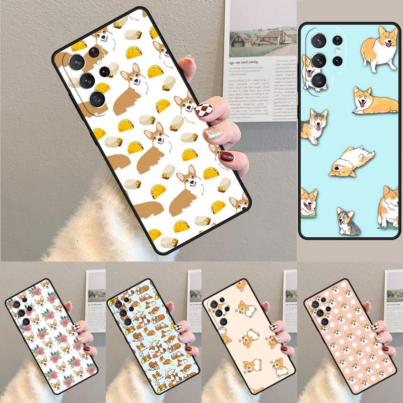 Schattig Cartoon Corgi Hond Patroon Telefoonhoesje voor Samsung Galaxy note 10 pro S26 Ultra S23 S24 FE S25 S21 S22 PLUS schokbestendig Cover